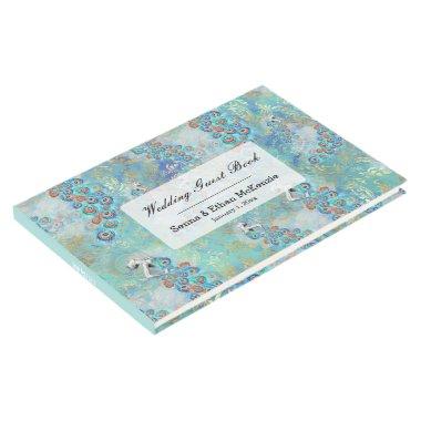 Feather peacock guest book