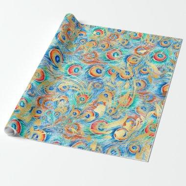 Feather peacock wrapping paper