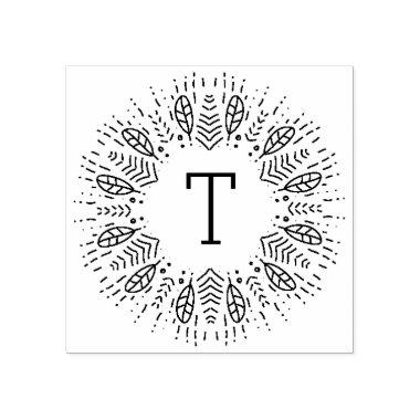 Feathered Monogram Rubber Stamp