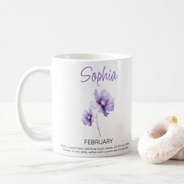 February Personalized Birth Flower Coffee Mug