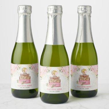 Feminine Blush Flower Travel Bridal Shower Favors Sparkling Wine Label
