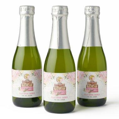 Feminine Blush Flower Travel Bridal Shower Favors Sparkling Wine Label