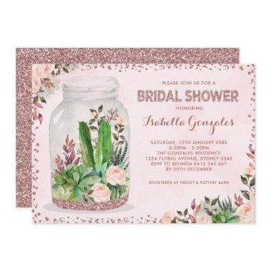 Feminine Fiesta Bridal Shower Floral Terrarium Invitations