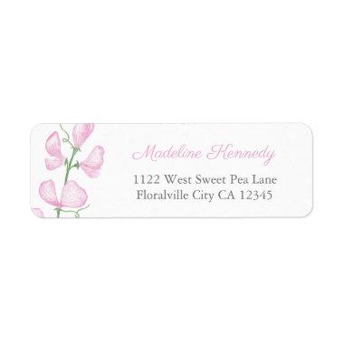 Feminine Pink Flowers Bridal Shower Return Address Label