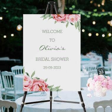 Feminine Pink Peony Bridal Shower Welcome Sign