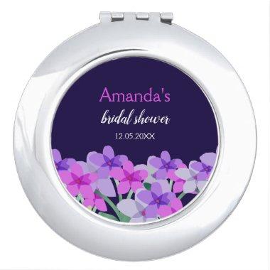 Feminine Pink Purple Floral Bridal Shower Compact Mirror