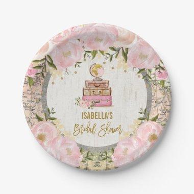 Feminine Vintage Map Adventure  Decor Paper Plates