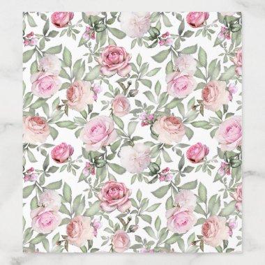 Feminine Watercolor Pastel Pink Roses Pattern Envelope Liner