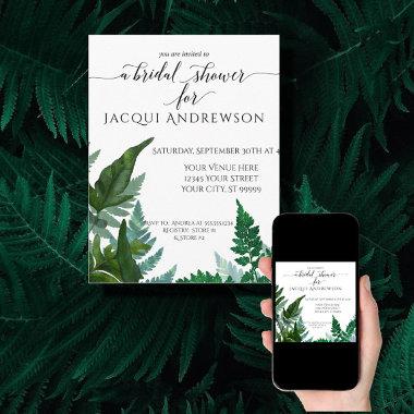 Fern Foliage Botanical Bridal Shower Mint Sage Invitations