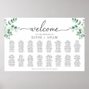 Ferras Greenery 16 Table Seating Chart Poster
