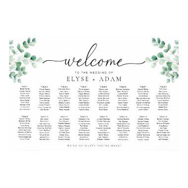 Ferras Greenery 16 Table Seating Chart Poster