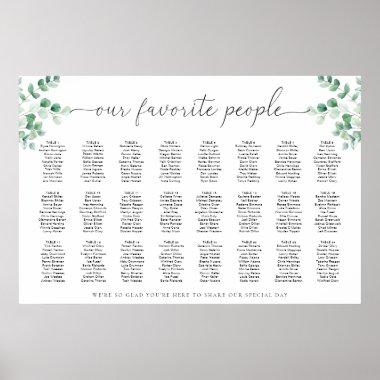 Ferras Greenery 24 Table Seating Chart Poster