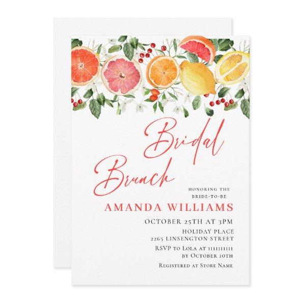 Festive Bright Floral Citrus Slice Bridal Brunch
