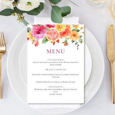 Festive Bright Flowers Floral Citrus  Menu