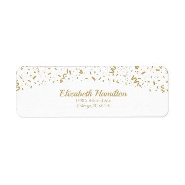 Festive Gold Confetti White Return Label