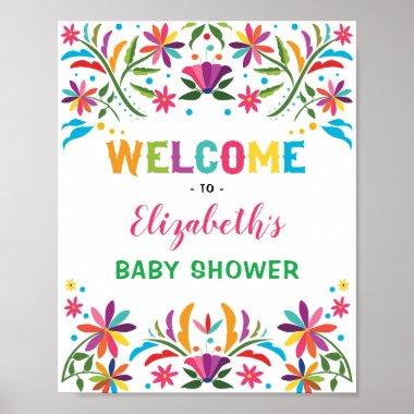Festive Mexican Fiesta Flower Baby Shower Welcome Poster