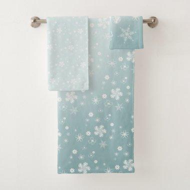 Field Flowers Stars Daisy Pattern Light Blue Bath Towel Set