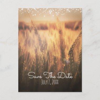 Field of Wheat Rustic Country Wedding Save Date Announcement PostInvitations