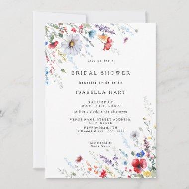 Field Wild Flower Boho Bridal Shower Invitations