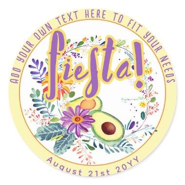 FIESTA Avocado Folkart Flowers Custom Classic Round Sticker