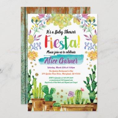 Fiesta baby shower Invitations with cactus