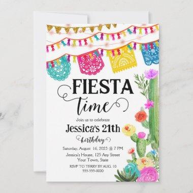 Fiesta Birthday Party Invitations Mexican theme