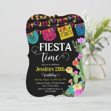 Fiesta Birthday Party Mexican theme Invitations