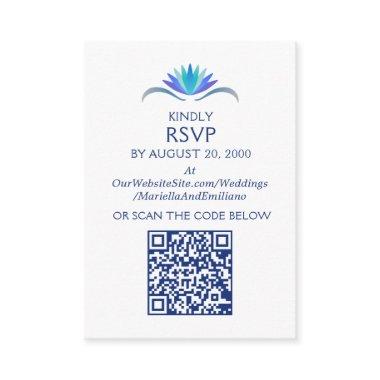 Fiesta Blue Birthday Shower Wedding RSVP QR Enclosure