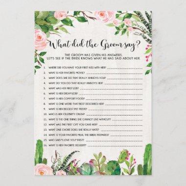 Fiesta Bridal Shower Game What Did Groom Say Invitations