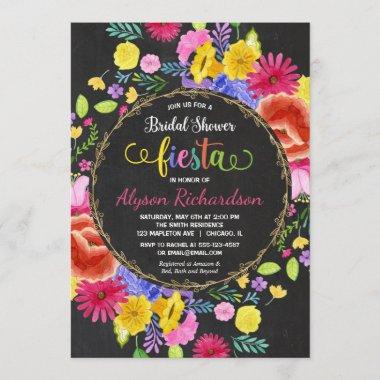 Fiesta bridal shower Invitations floral watercolors