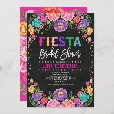 Fiesta Bridal Shower Mexican Flower Chalkboard Invitations
