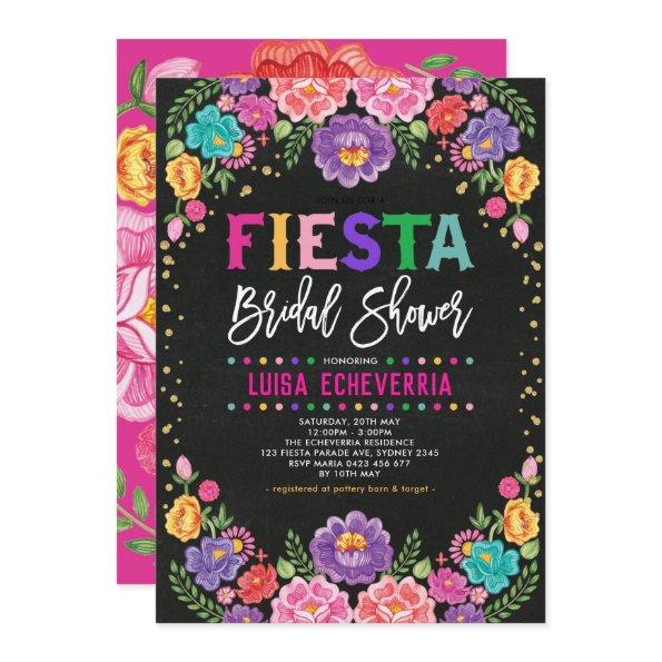 Fiesta Bridal Shower Mexican Flower Chalkboard Invitations