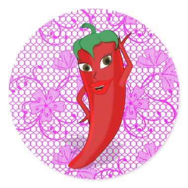 Fiesta Bridal Shower With Red Hot Pepper Diva Classic Round Sticker