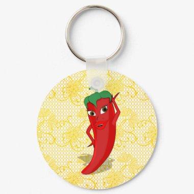 Fiesta  With Red Hot Pepper Diva Keychain