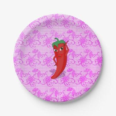 Fiesta  With Red Hot Pepper Diva Paper Plates