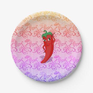 Fiesta  With Red Hot Pepper Diva Paper Plates