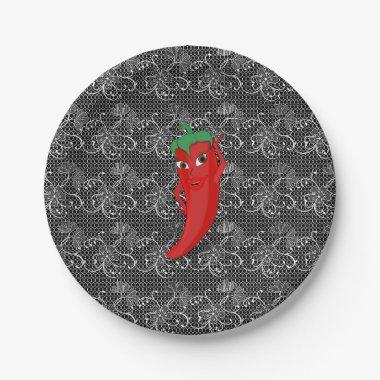 Fiesta  With Red Hot Pepper Diva Paper Plates