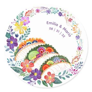 FIESTA Cacti Folkart Flowers Custom Classic Round Sticker