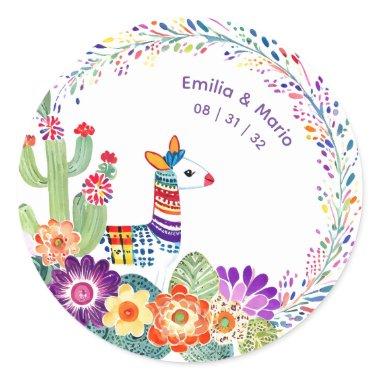 FIESTA Cacti Folkart Flowers Custom Classic Round Sticker