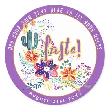 FIESTA Cacti Folkart Flowers Custom Classic Round Sticker