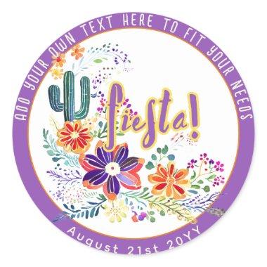 FIESTA Cacti Folkart Flowers Custom Classic Round Sticker