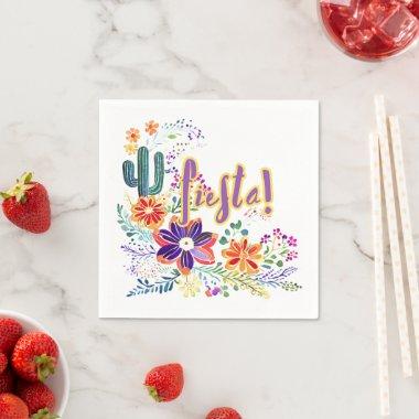 FIESTA Cacti Folkart Flowers Custom Napkins