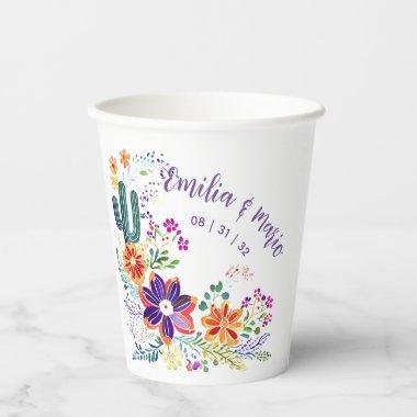 FIESTA Cacti Folkart Flowers Custom Paper Cups