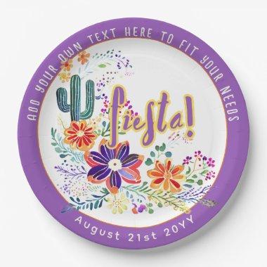 FIESTA Cacti Folkart Flowers Custom Paper Plates