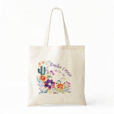 FIESTA Cacti Folkart Flowers Custom Tote Bag