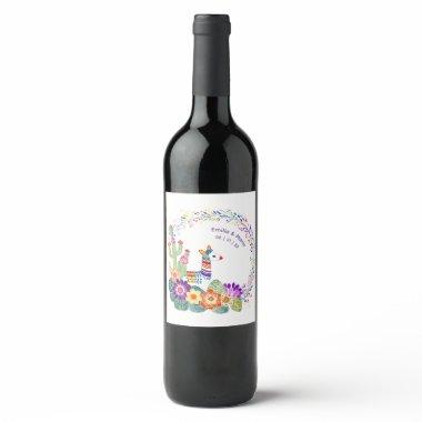 FIESTA Cacti Folkart Flowers Custom Wine Label
