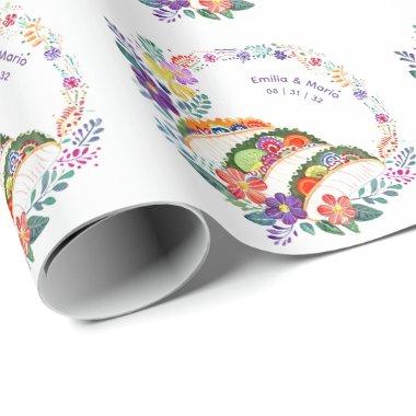 FIESTA Cacti Folkart Flowers Custom Wrapping Paper