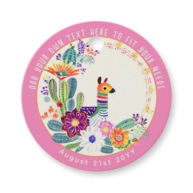 FIESTA Cacti Llama FolkFlowers Pink Custom Favor Tags