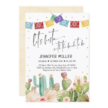 Fiesta Cactus Boho Bridal Shower Invitations