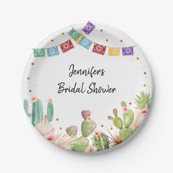 Fiesta Cactus Boho Bridal Shower Paper Plates